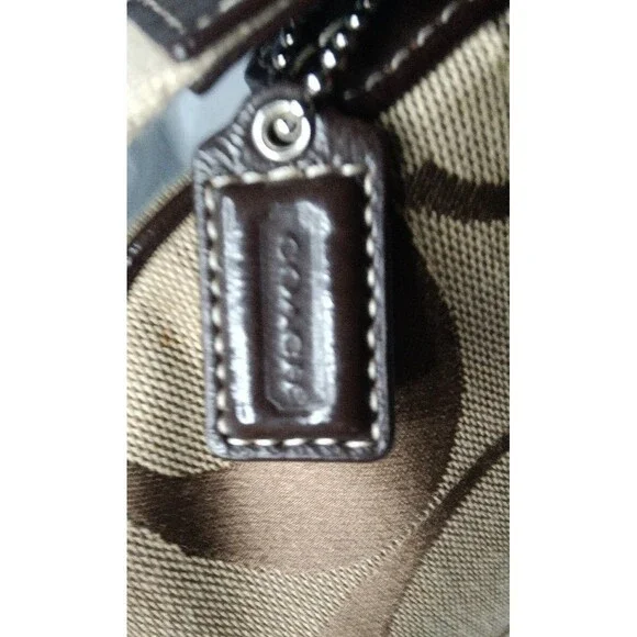 Coach Signature Swingpack Crossbody Khaki Brown Stripe Handbag Purse - Picture 7 of 8